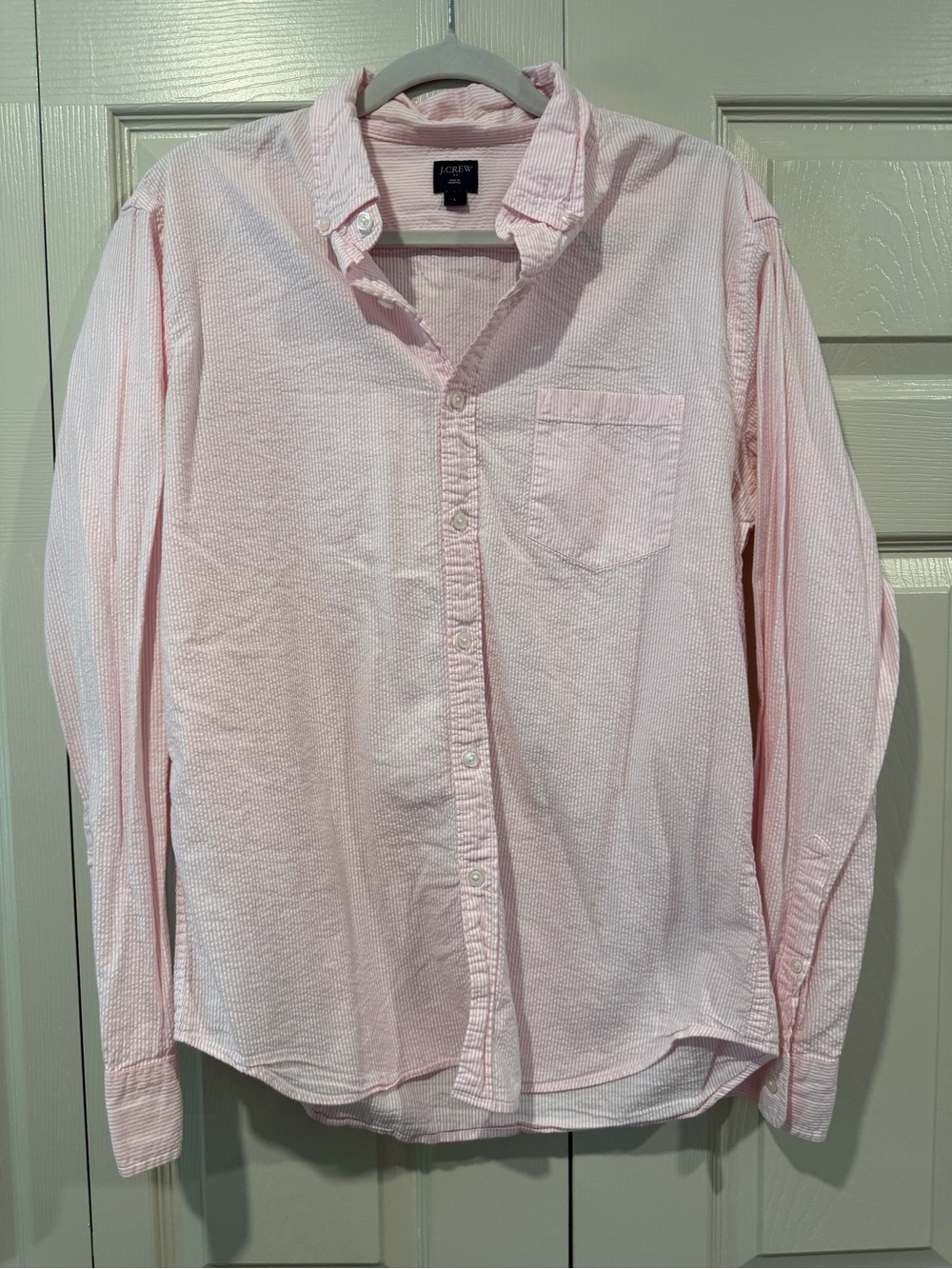 J. Crew Pale Pink Seersucker Button-Down Shirt